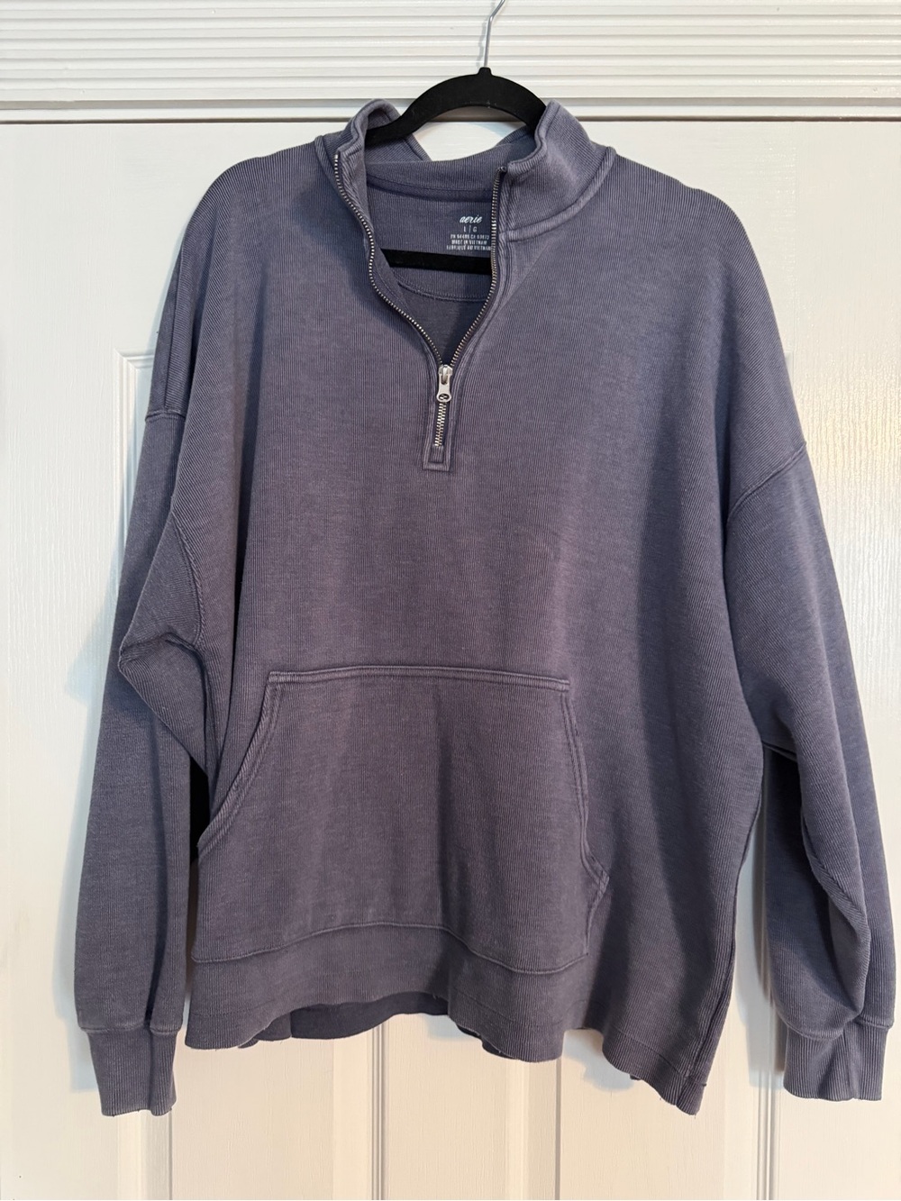 aerie Men's Quarter-Zip Pullover - Washed Blue-Gray